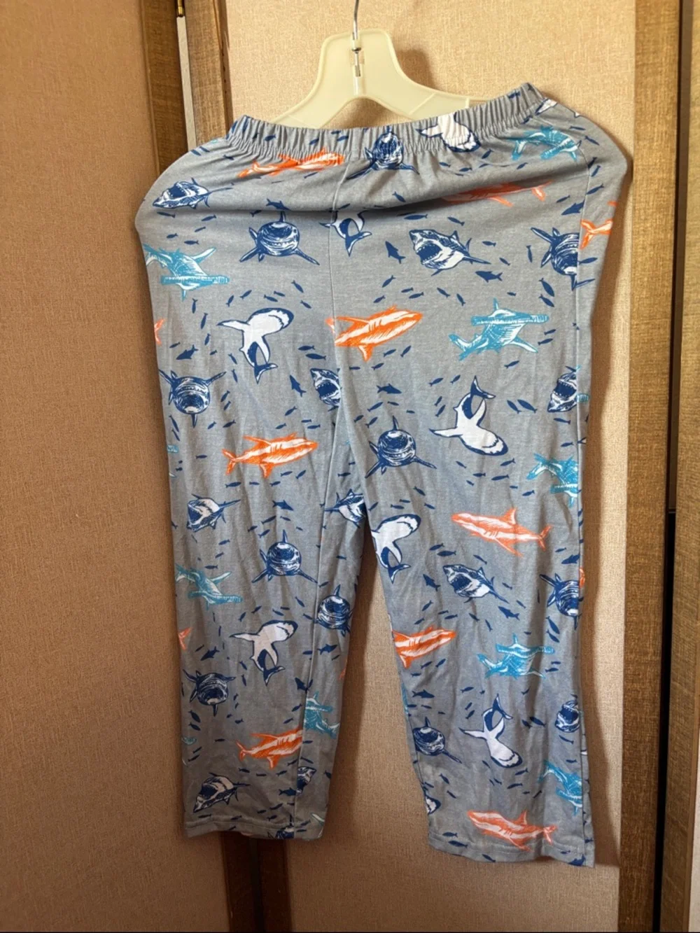 Tommy Bahama Children’s Shark Print Gray Lounge Pants - Blue & Orange Sharks 7